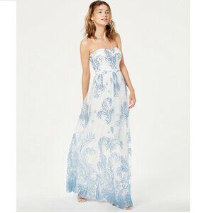 Sz 3 (fits 4) Blondie Nites 1006BN White Strapless Ballgown Periwinkle Glitter